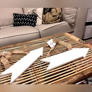 Wooden Wedding Guest Arrow signs x 2 with Burlap